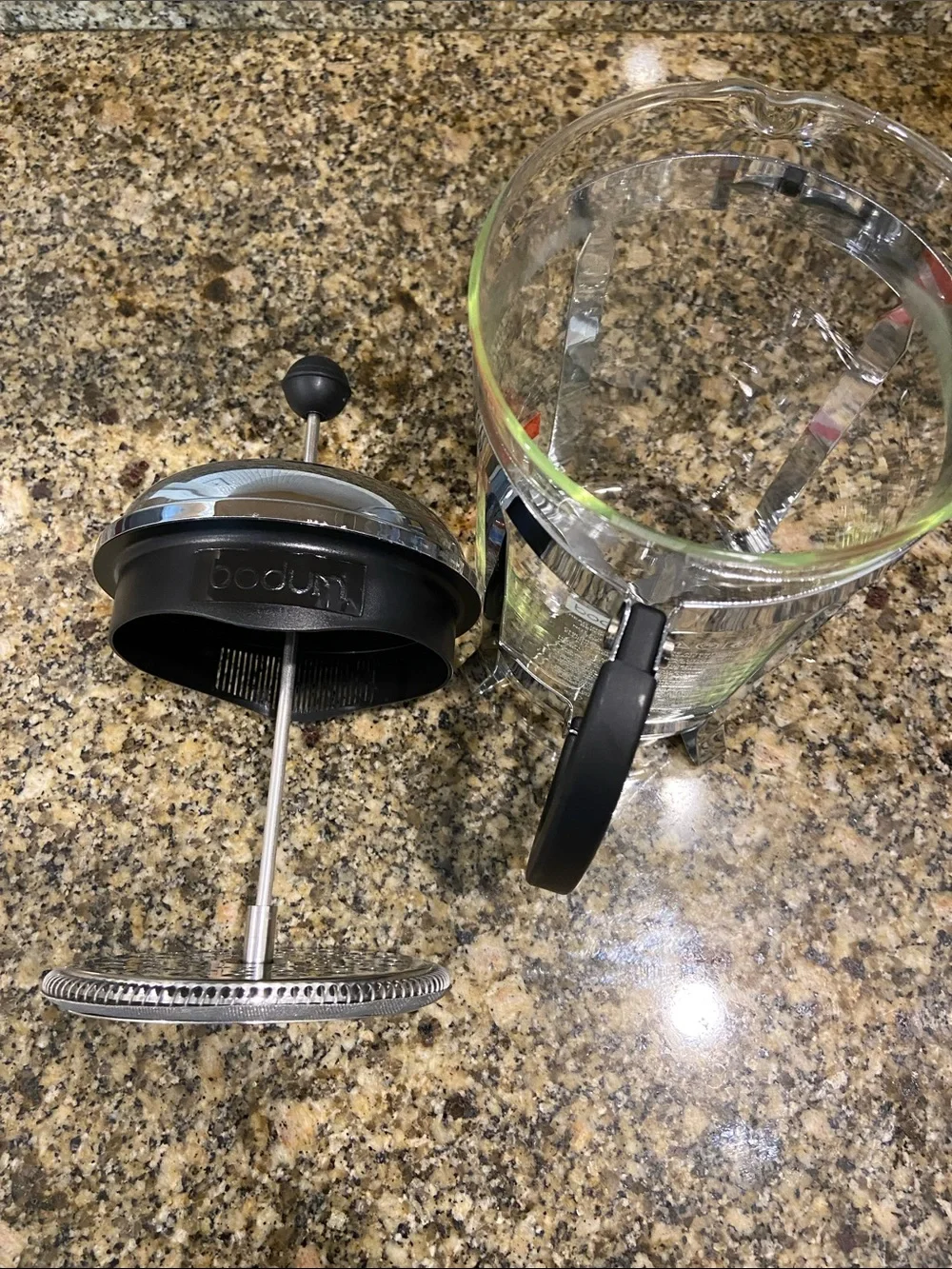 Bodum Stainless Steel and Clear Glass French Press with Black Handle